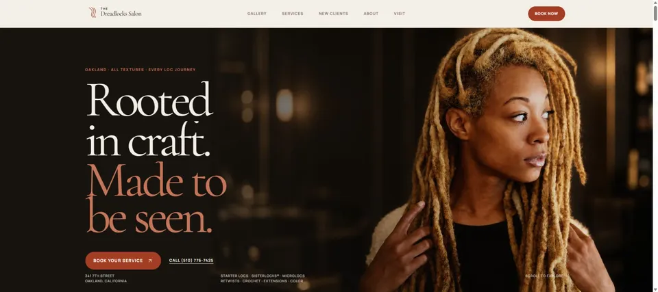 The Dreadlocks Salon website preview
