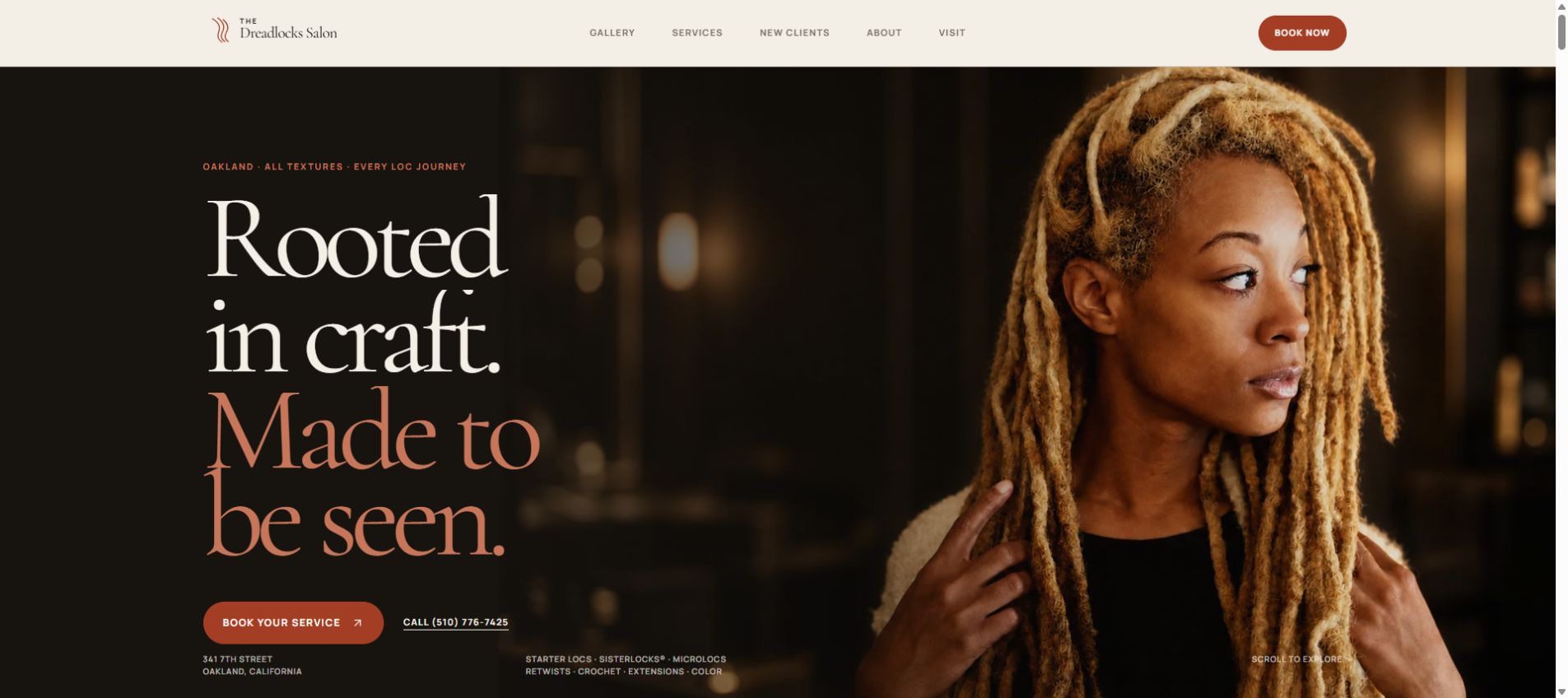 The Dreadlocks Salon website preview