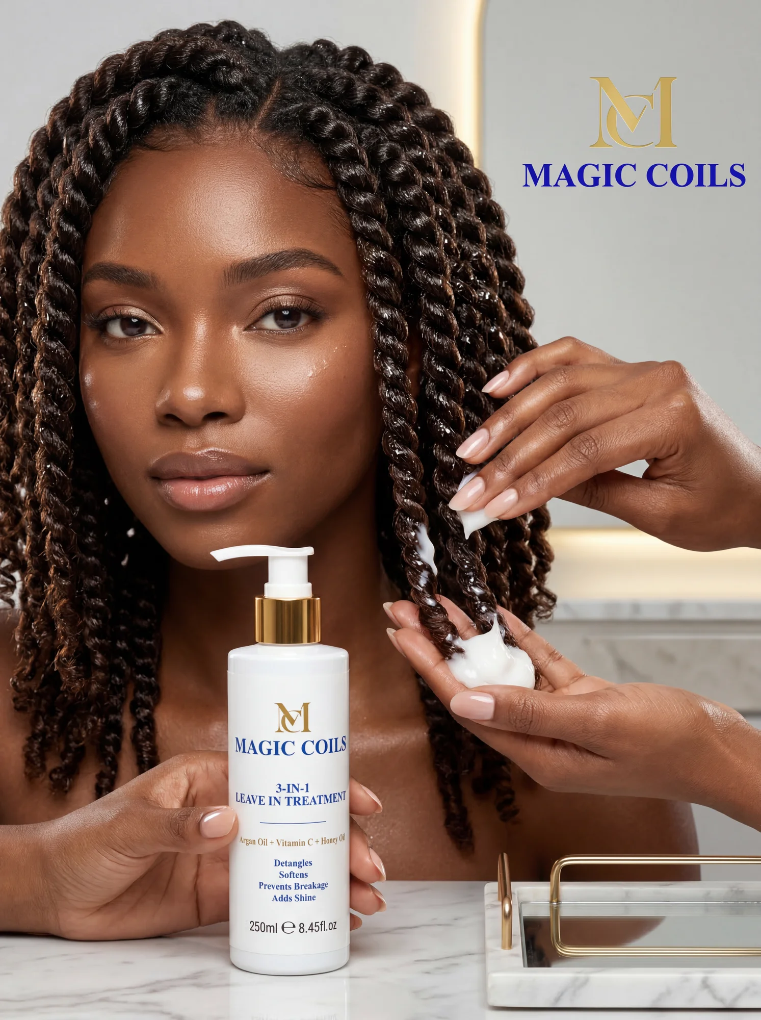 Magic Coils leave-in treatment campaign portrait