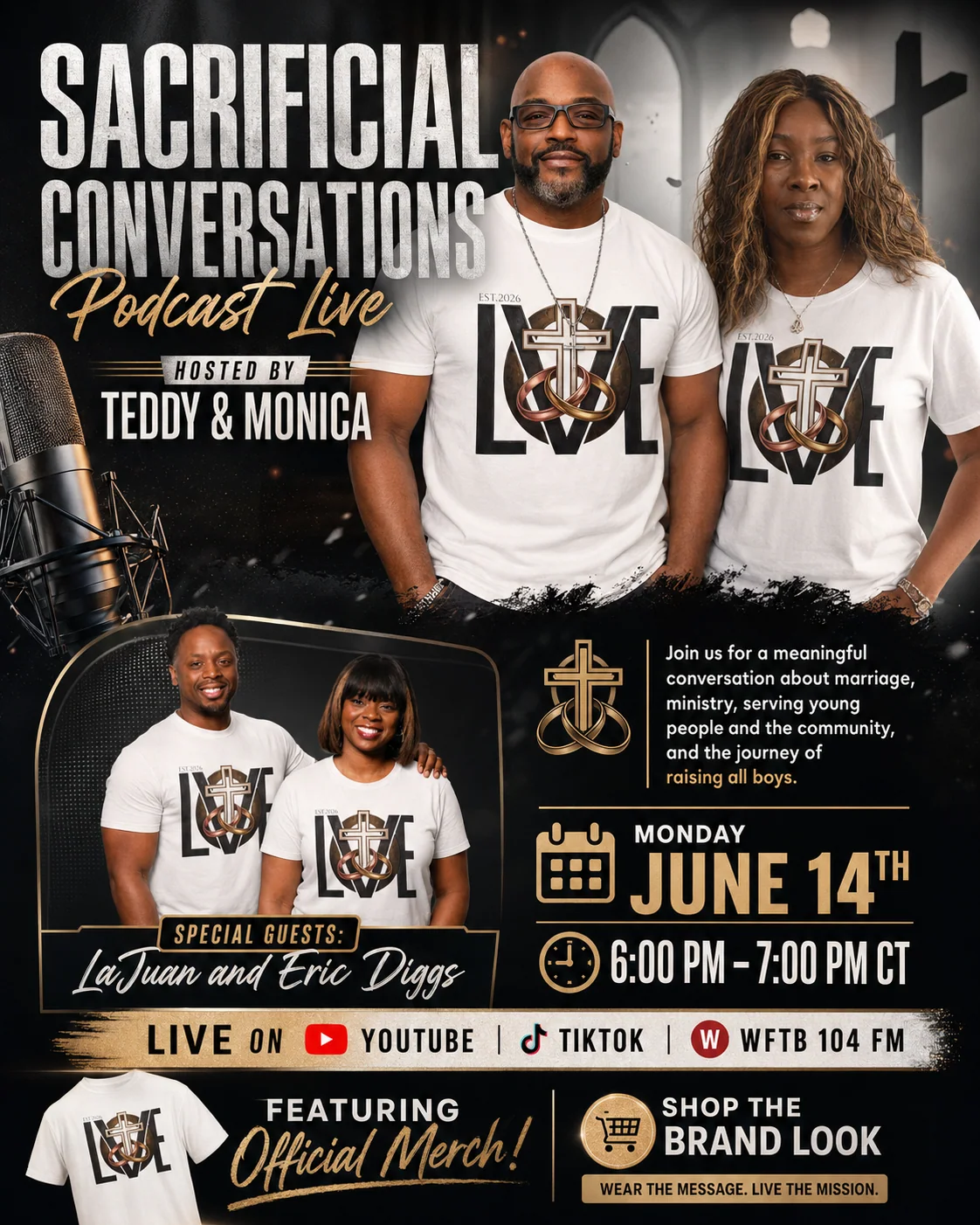 Sacrificial Conversations podcast and merchandise campaign flyer